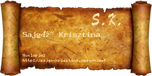 Sajgó Krisztina névjegykártya